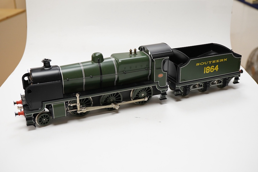 A boxed Bassett-Lowke by Corgi 0 gauge tinplate Southern Railway Maunsell N class 2-6-0 tender locomotive, 1864, in green livery, a special limited release, with option for two or three rail running, with instruction lea